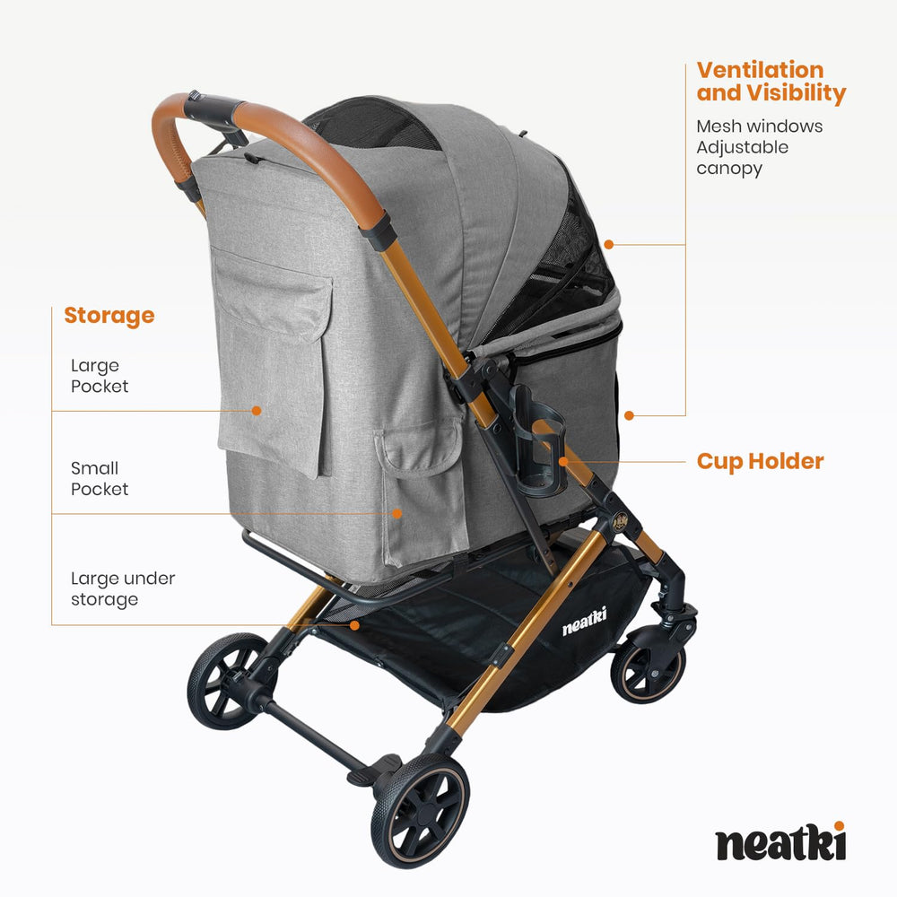 Neatki foldable pet stroller interior with pets comfortably seated