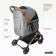 Neatki foldable pet stroller interior with pets comfortably seated