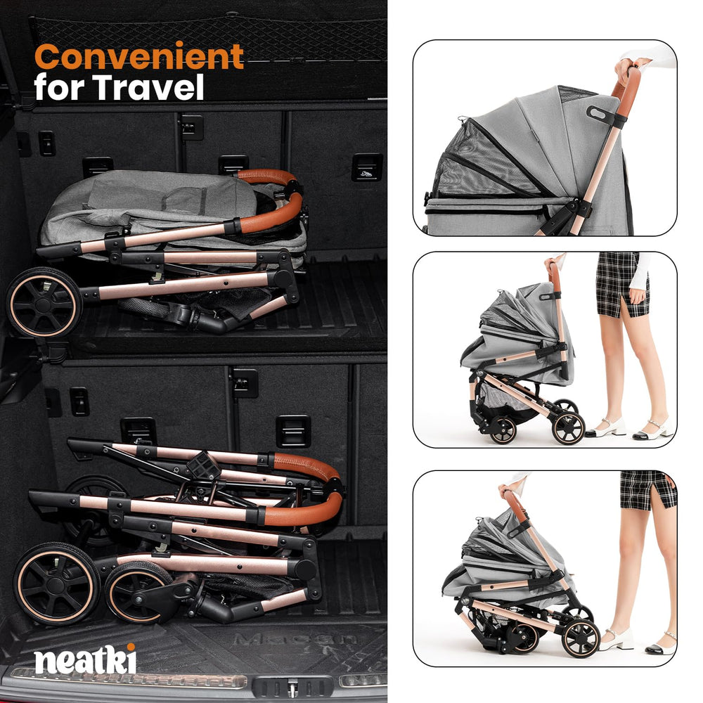 Neatki foldable pet stroller removable washable padding for easy cleaning