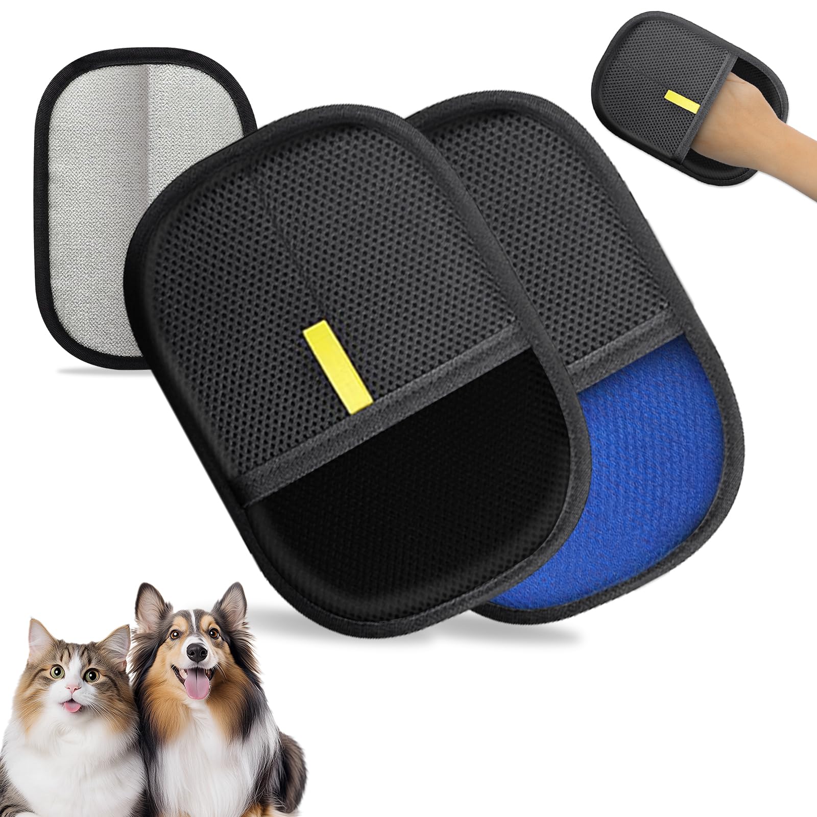 NEBALASTEP pet hair remover glove on hand lifting hair from fabrics