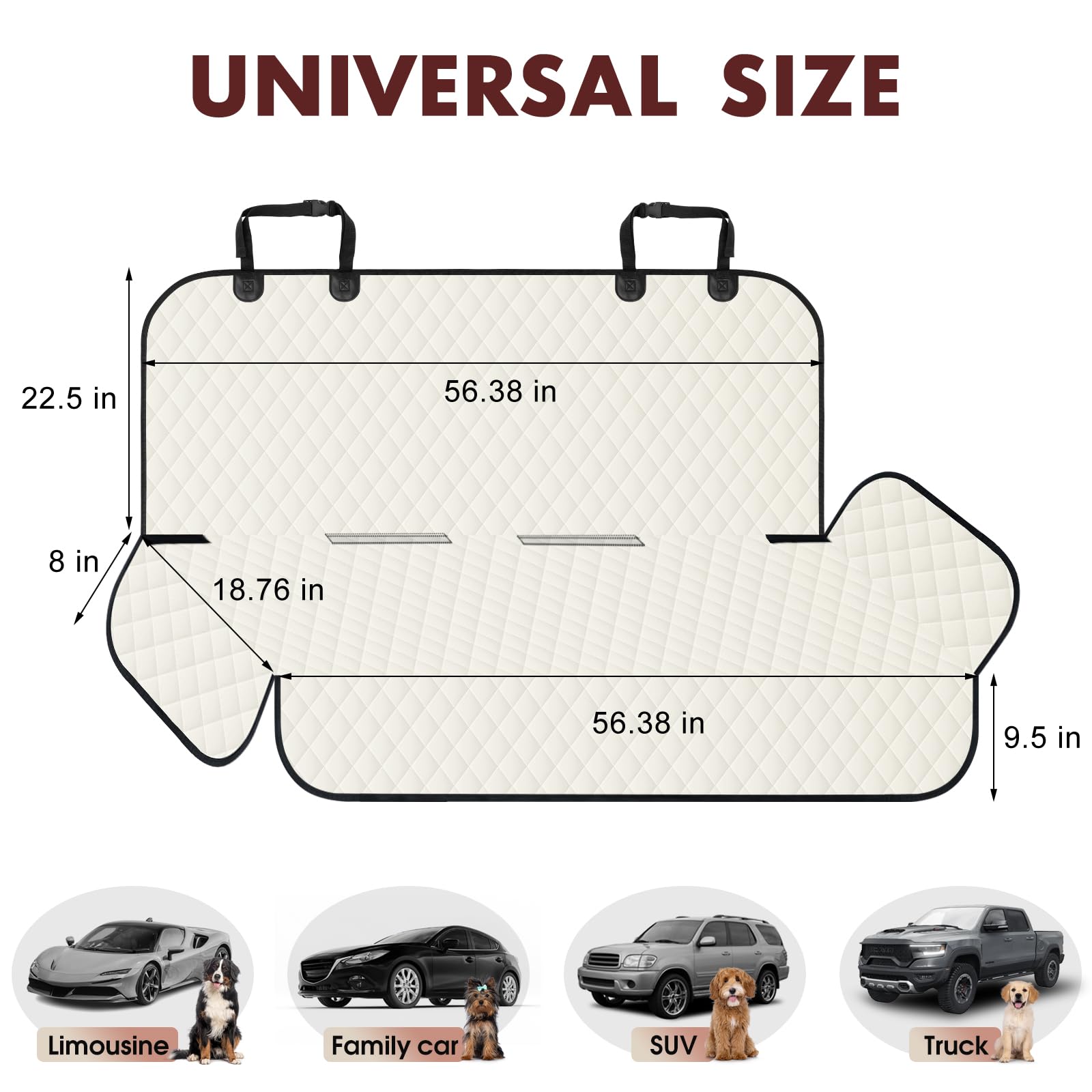 NECKORY backseat cover anti-slip backing keeps dogs secure during drives