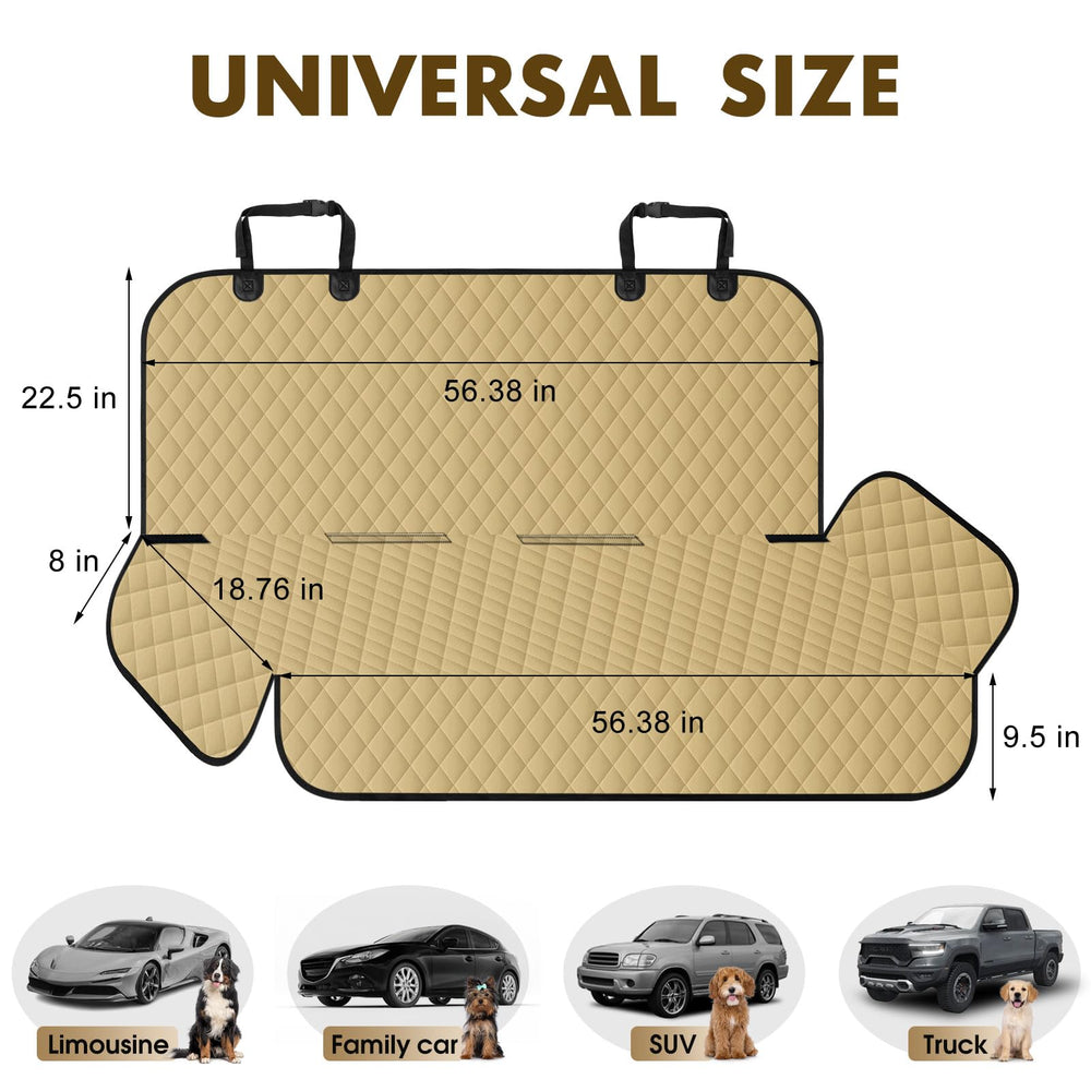 NECKORY backseat cover showing anti-slip backing for secure pet travel.