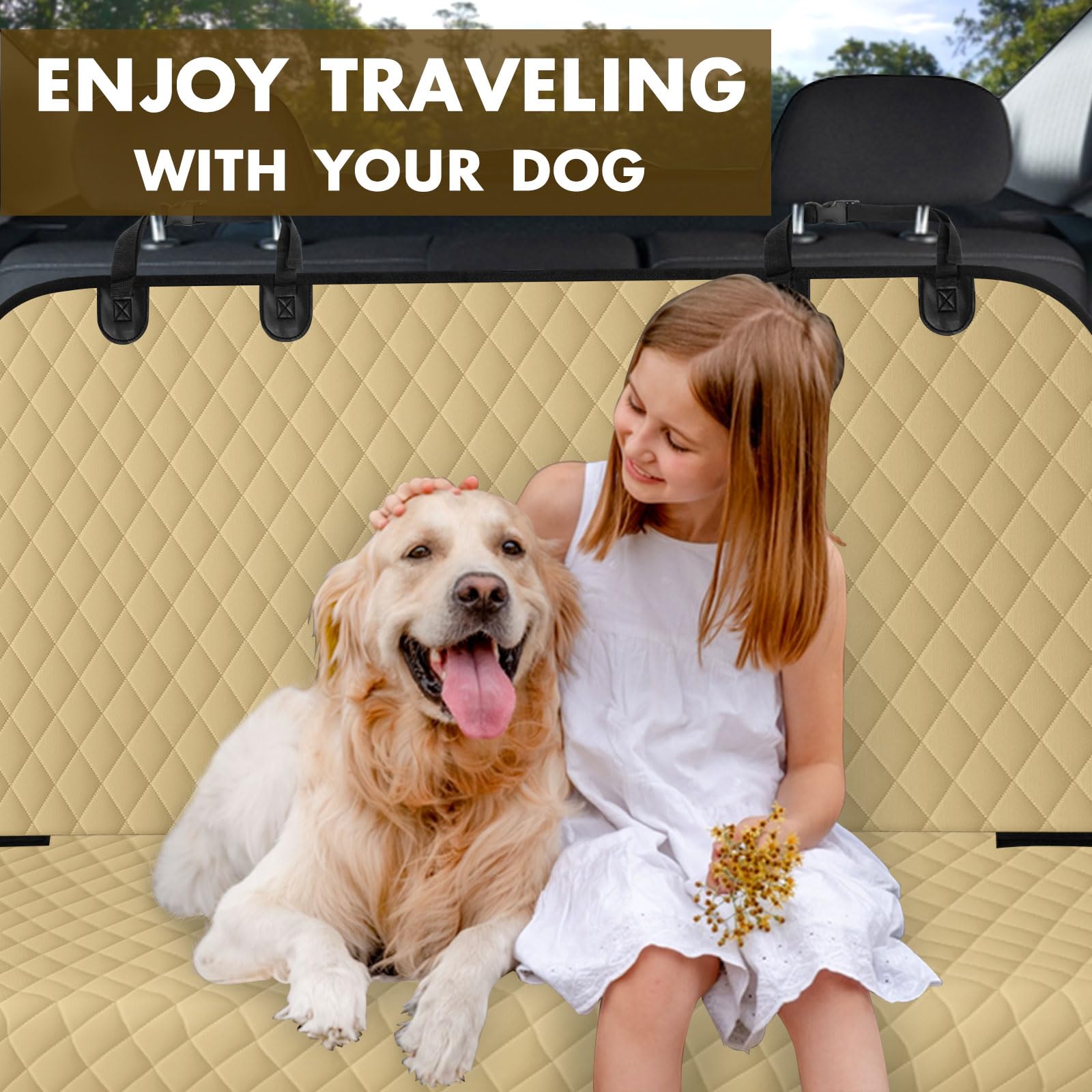 NECKORY backseat cover quick-clean design after dog rides.