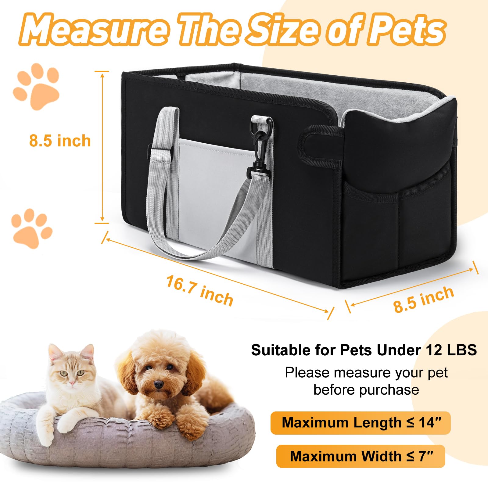 NECKORY console dog seat with adjustable straps secures onto various center consoles.