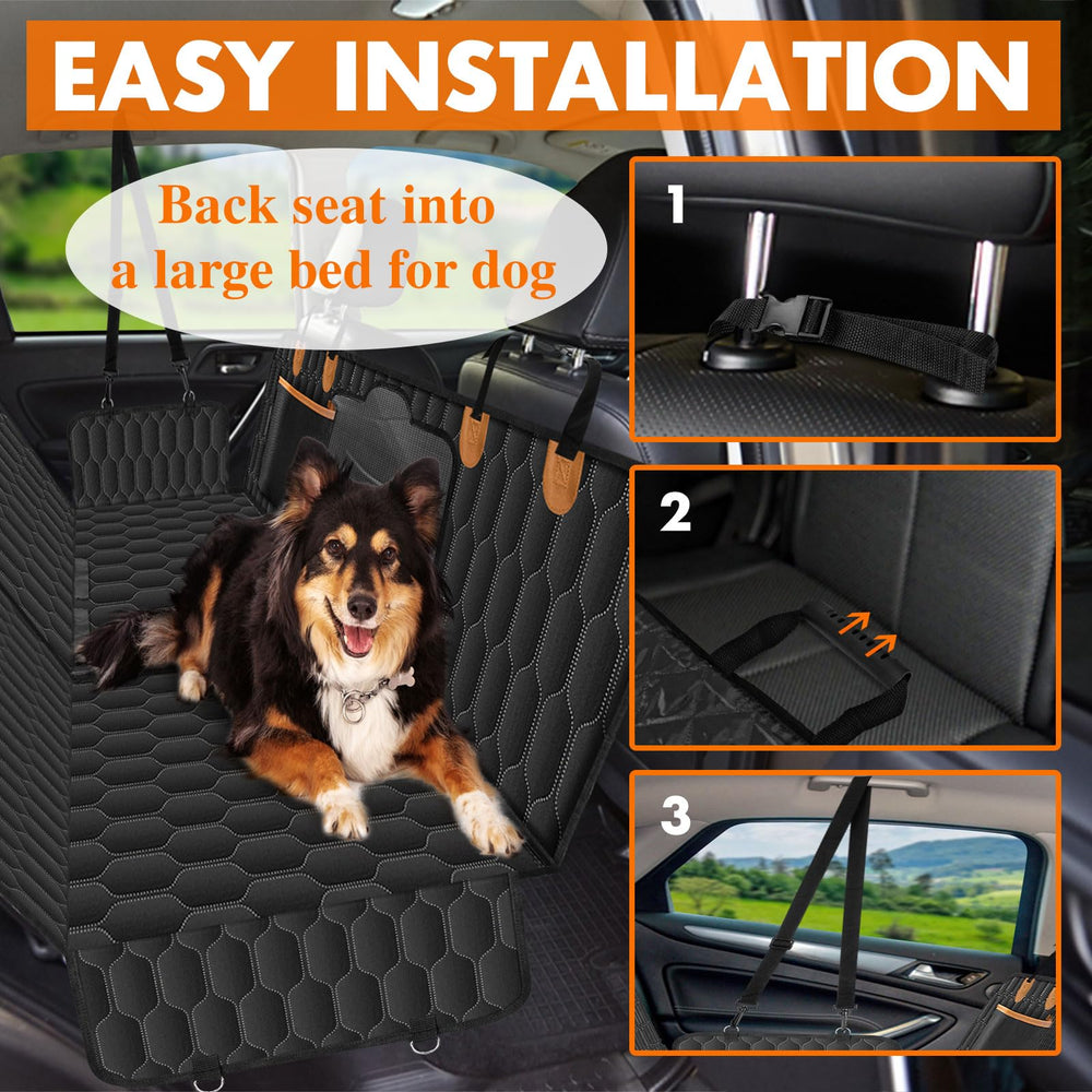 NECKORY dog back seat cover mesh view window keeps you and pet connected while driving.