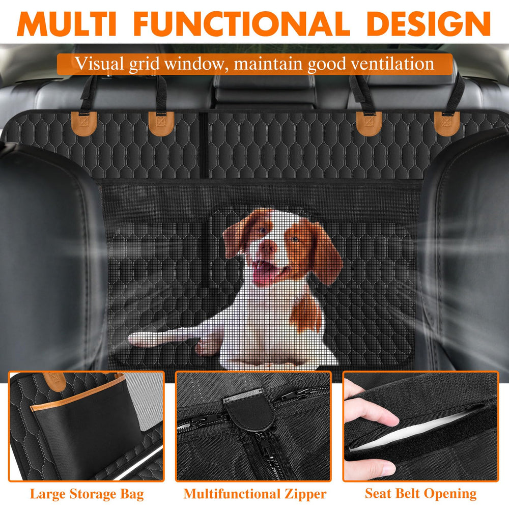 NECKORY dog back seat cover nonslip backing ensures stable seating during sudden stops.