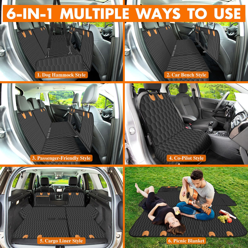 NECKORY dog back seat cover storage pocket for treats and toys.