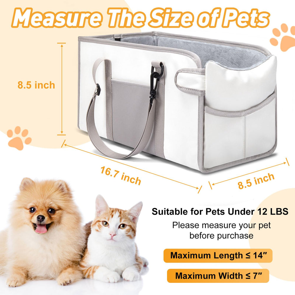 NECKORY portable dog car seat outside view in beige improves pet supervision.