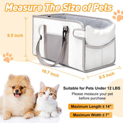 NECKORY portable dog car seat outside view in beige improves pet supervision.