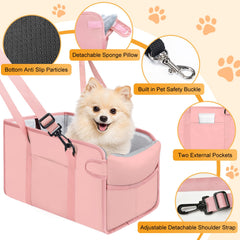 NECKORY portable dog car seat pink washable cushion ideal for quick cleanup