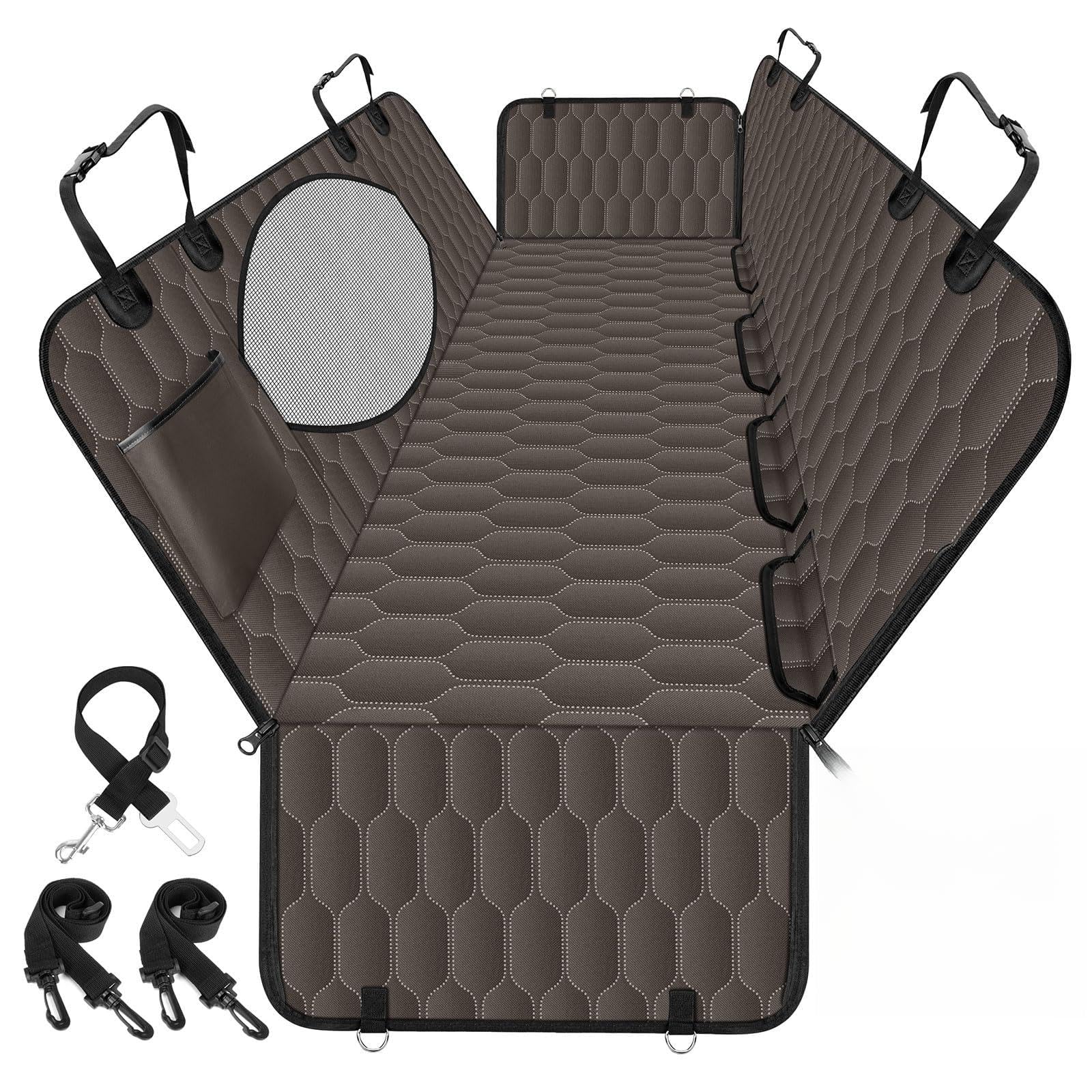 NECKORY waterproof dog car seat cover back seat hammock protects seats during travel with pets.
