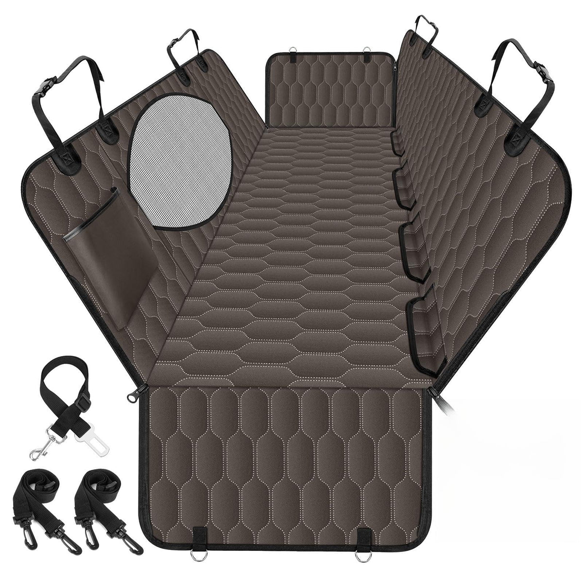 NECKORY waterproof dog car seat cover back seat hammock protects seats during travel with pets.