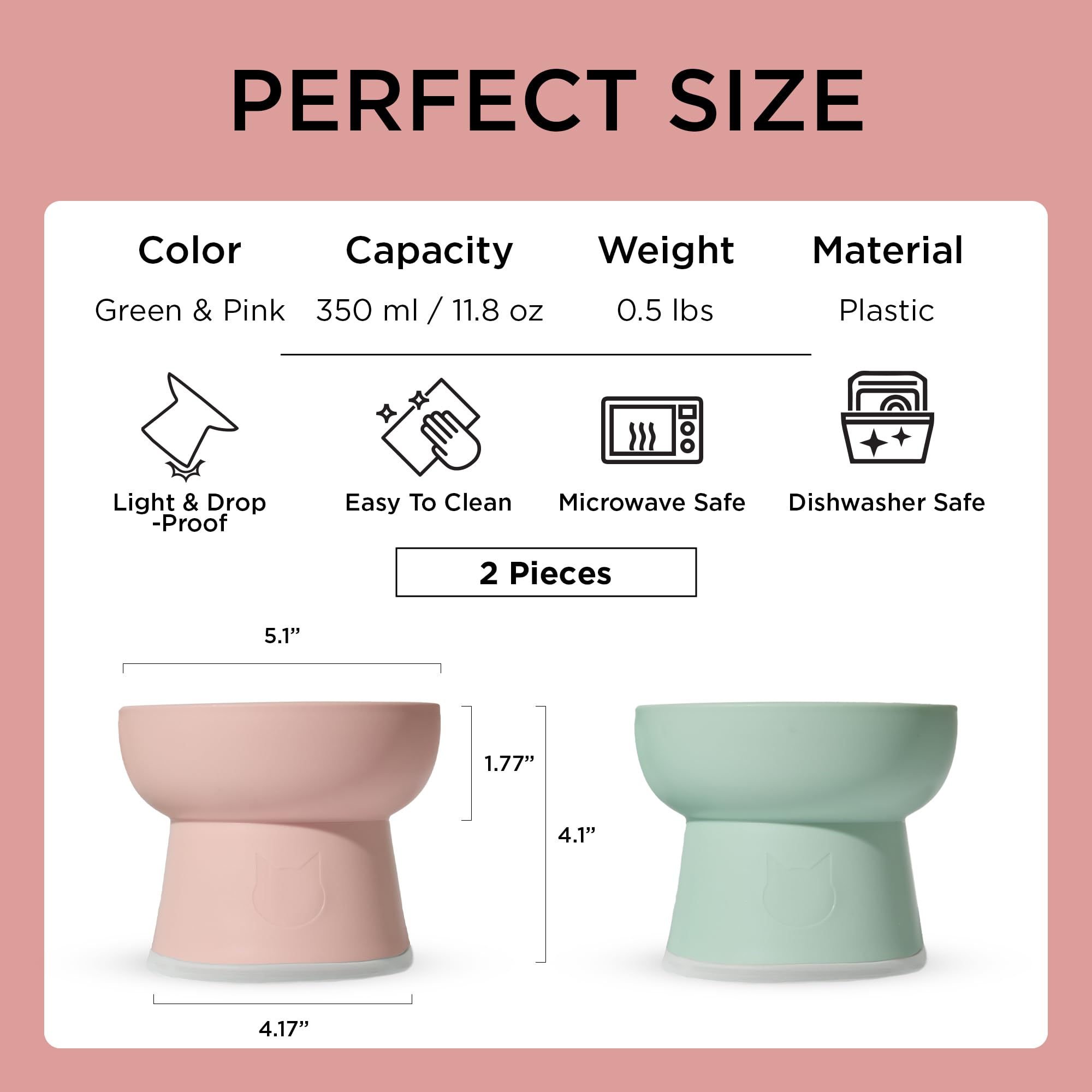 Necoichi Bloomy non-slip base keeps bowls stable during mealtime.