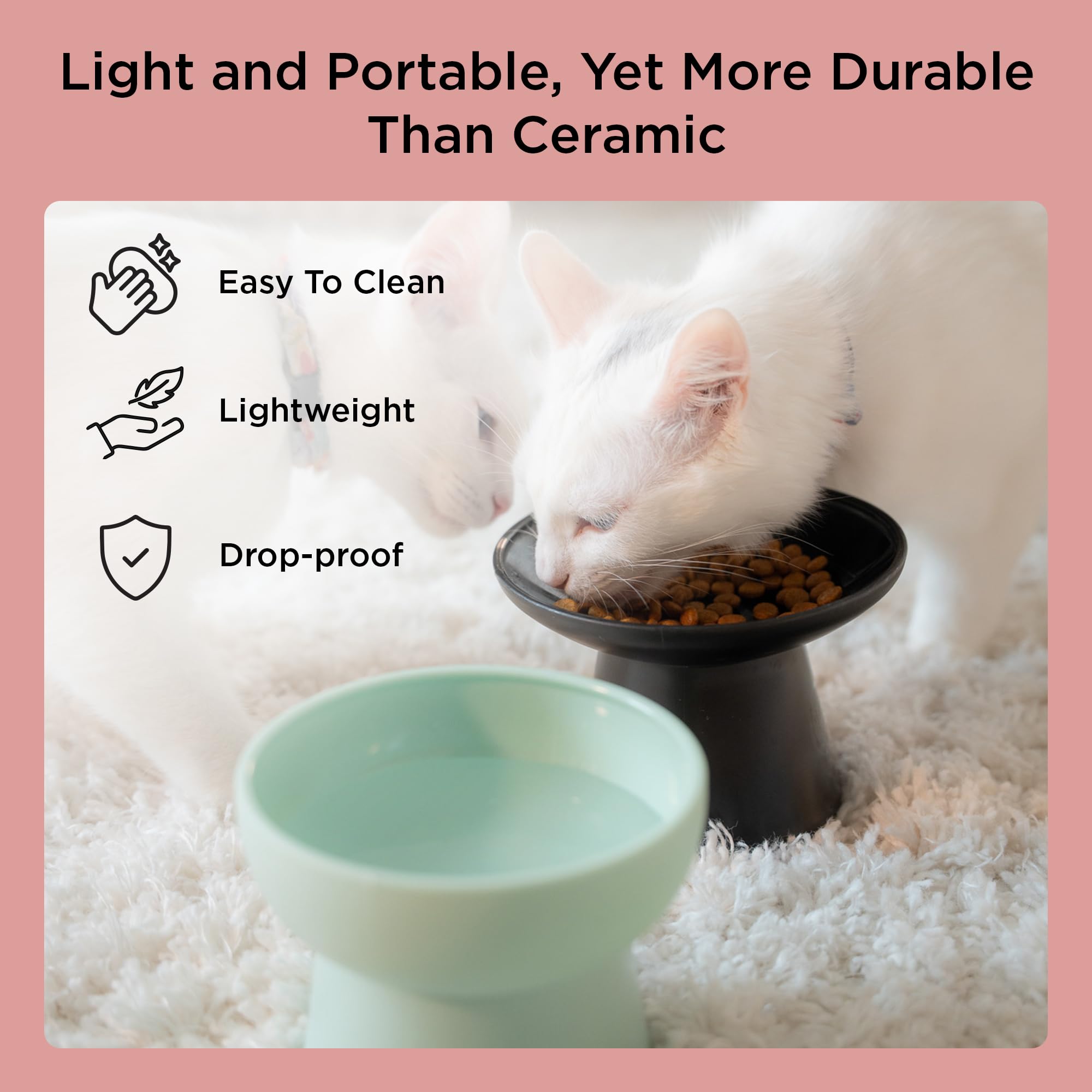 Necoichi Bloomy portable, lightweight design makes moving bowls easy.