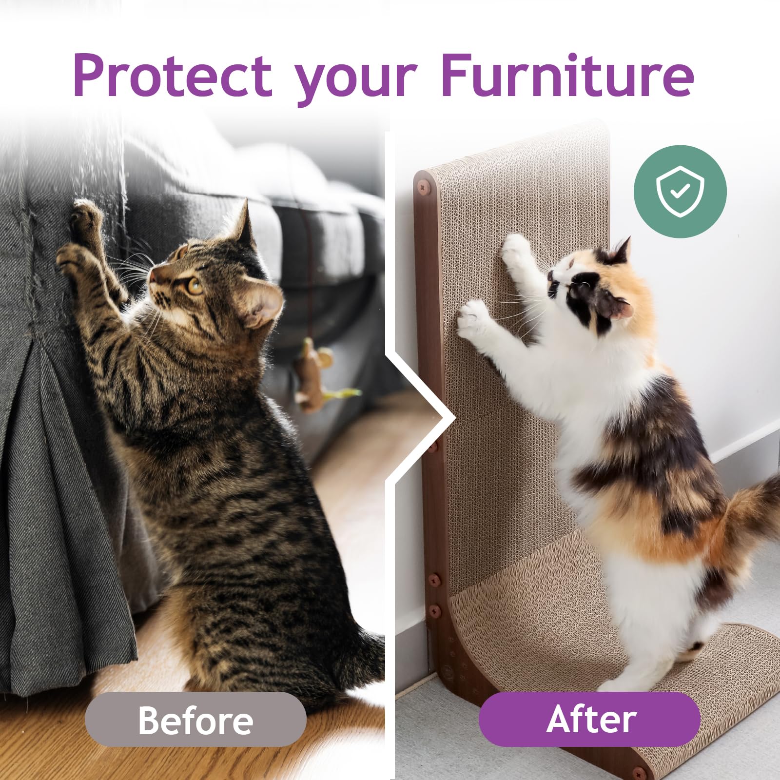 Necoichi cardboard scratcher wall curved floor provides comfy lounging with reversible pad