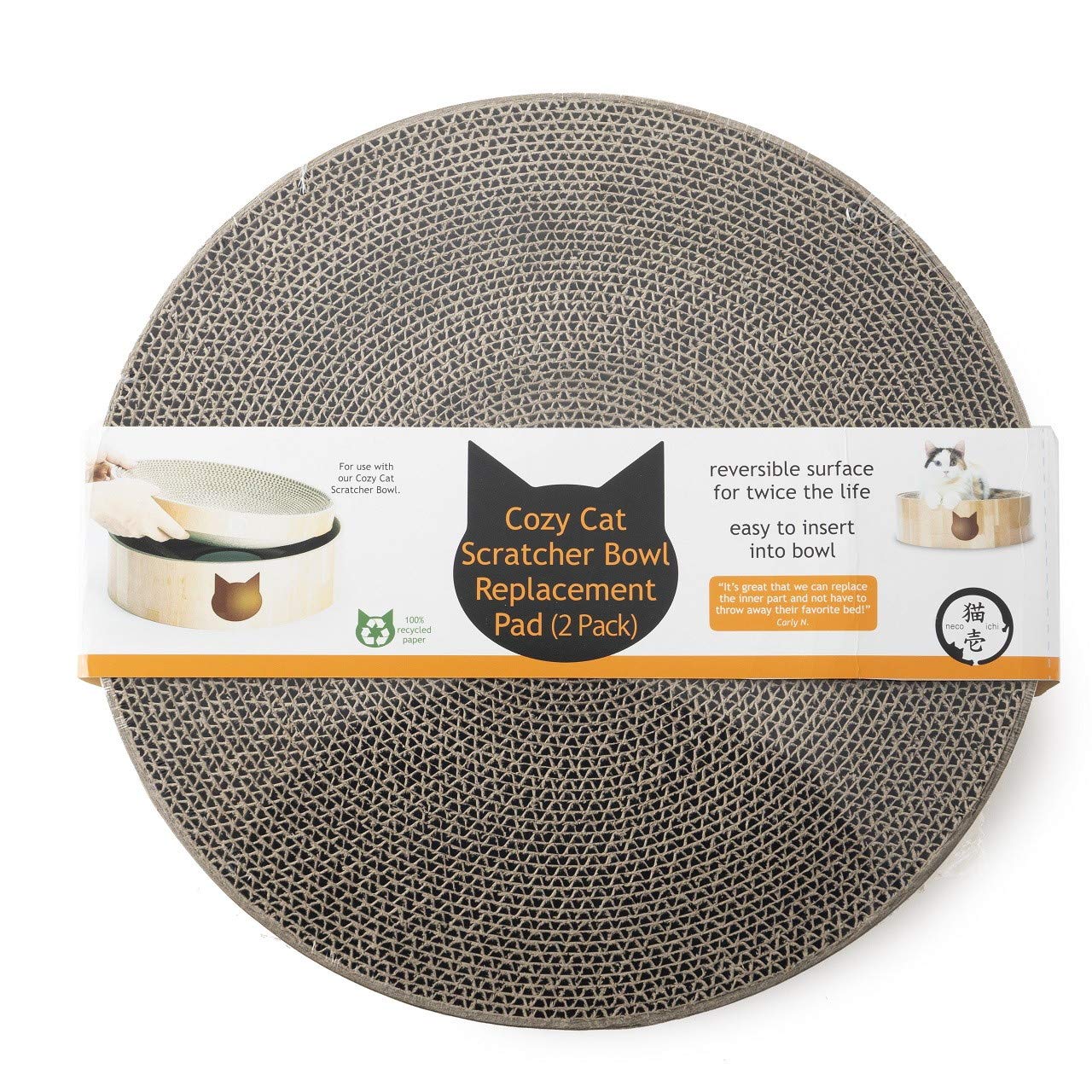 Necoichi cat scratcher bowl regular oak close-up material recycled cardboard