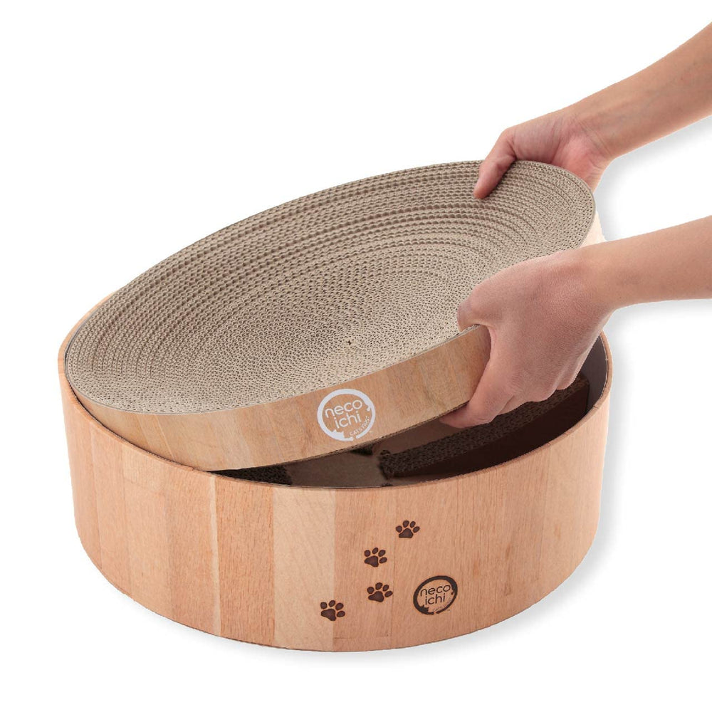Necoichi cat scratcher bowl regular oak lounge position relaxing cat