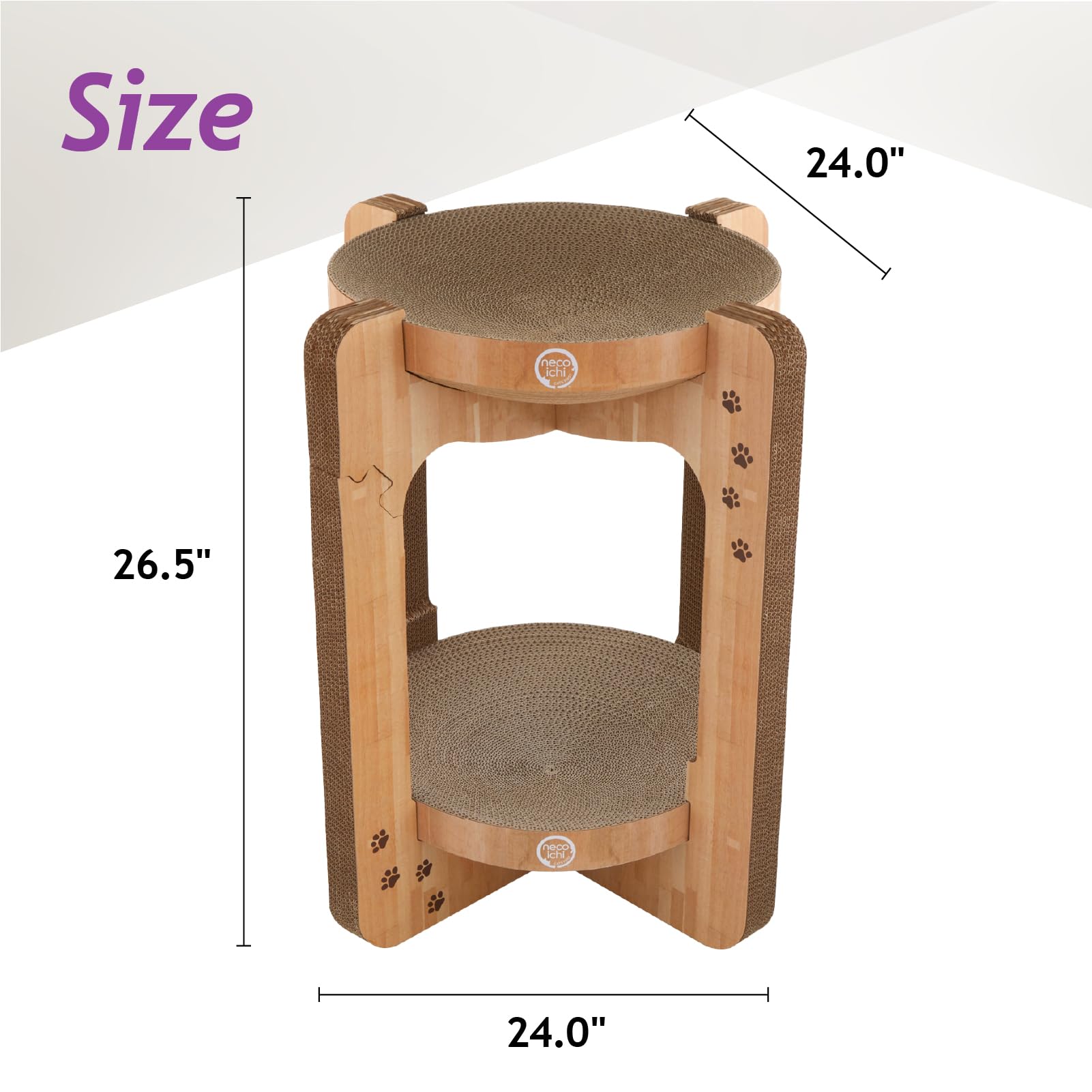 Necoichi Cat Scratcher Tower bowl-lounge image highlights cozy concave bed for naps