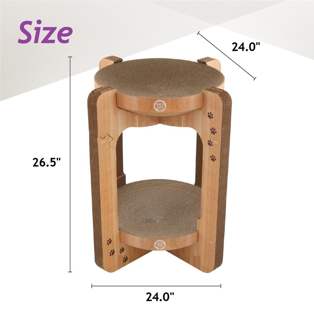Necoichi Cat Scratcher Tower bowl-lounge image highlights cozy concave bed for naps