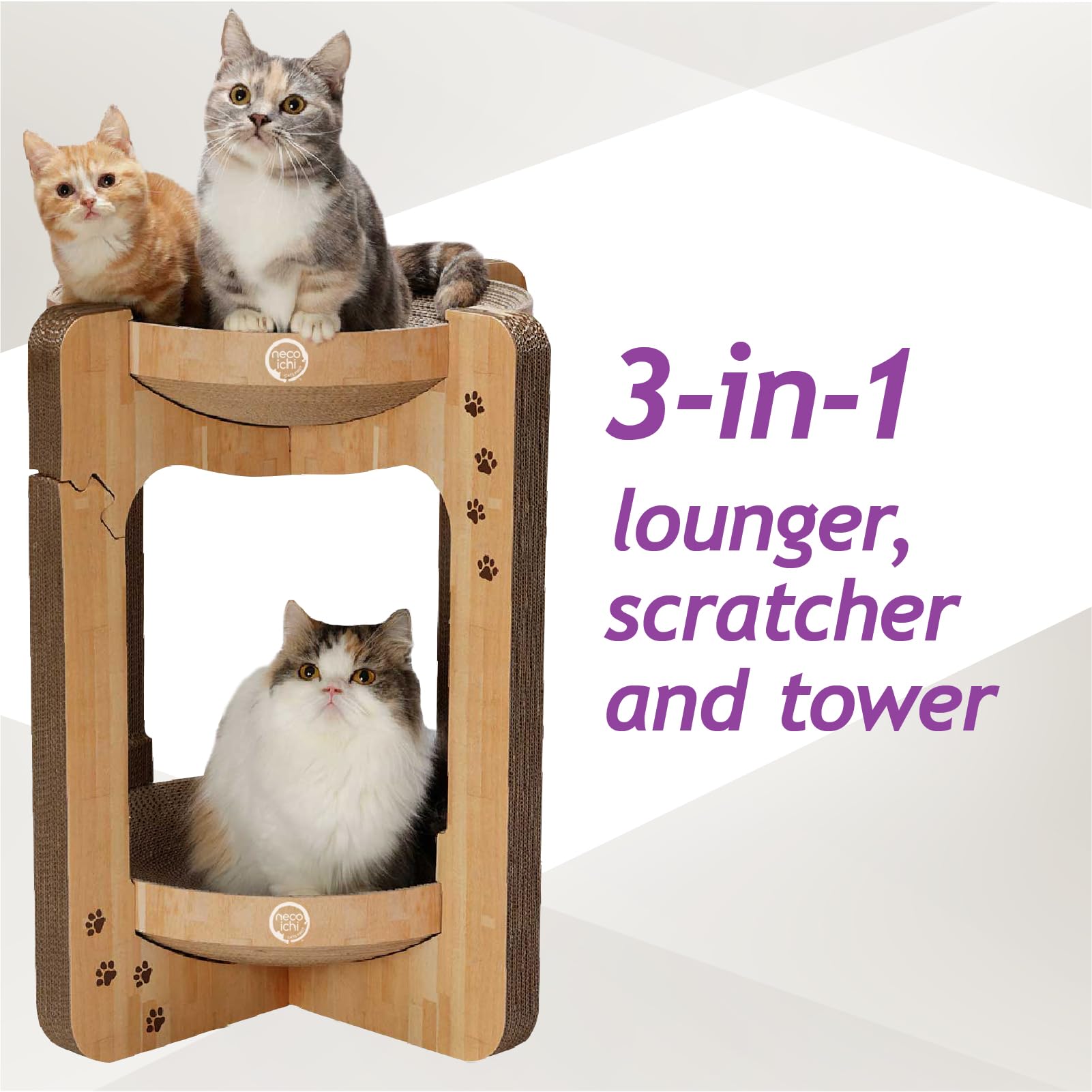 Necoichi Cat Scratcher Tower cardboard material showcases eco-friendly recycled construction