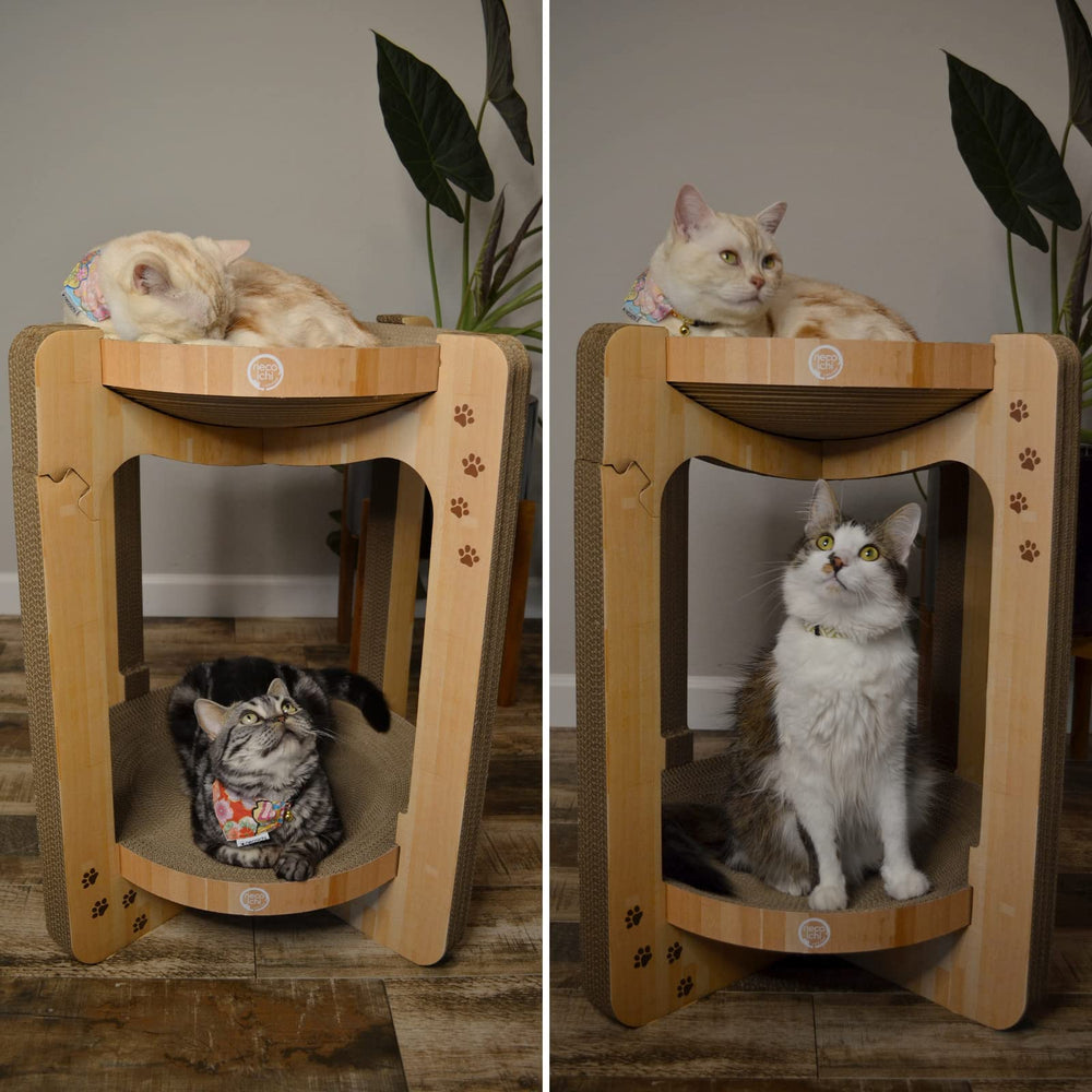 Necoichi Cat Scratcher Tower compact storage image for easy stow-away