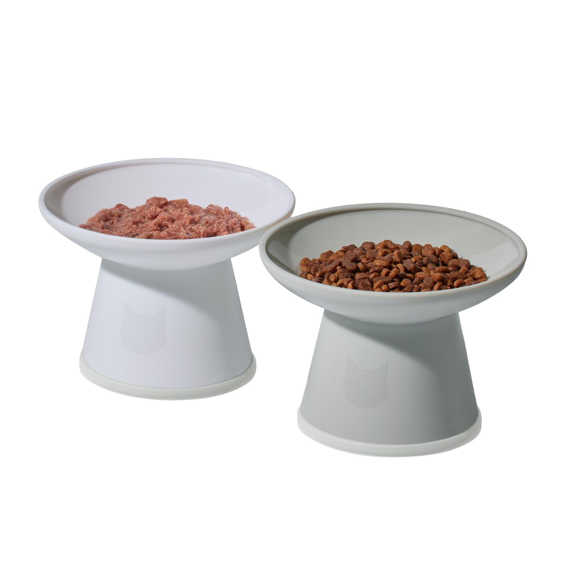 Necoichi elevated bowls wide-design improves whisker comfort during meals.
