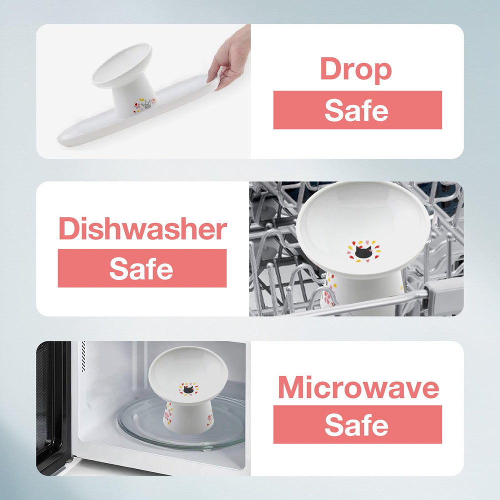 NECOICHI elevated bowl provides comfortable height for easier feeding.