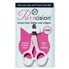 NECOICHI Purrcision nail clippers lilac grip closeup highlights precise control for safe trimming.