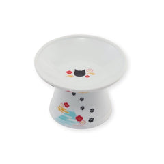 NECOICHI raised cat bowl in ceramic elevated design reduces whisker contact during meals