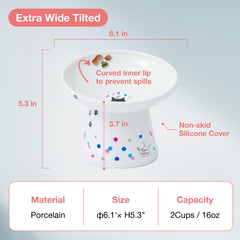 Necoichi raised cat bowl colorful dots adds playful style to feeding.