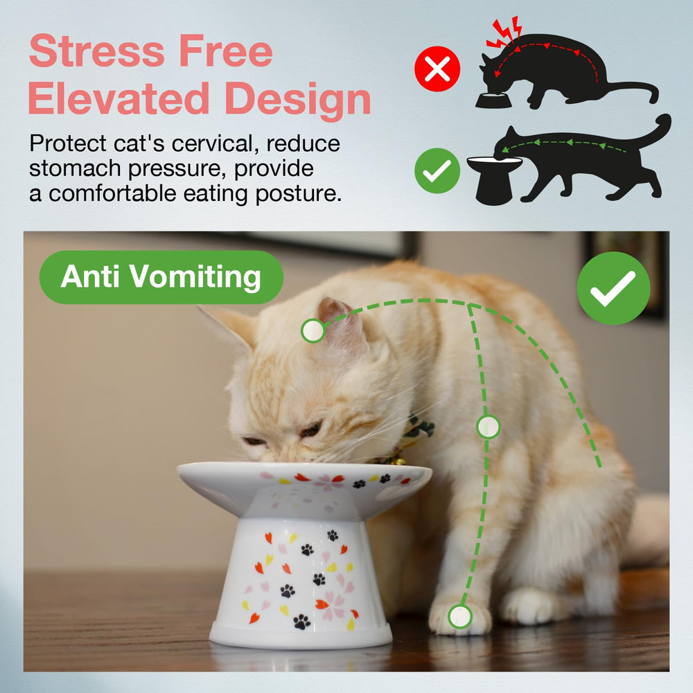 NECOICHI raised cat bowl side height shows ergonomic 2.75-inch legs supporting neck comfort.