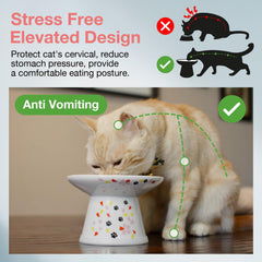 NECOICHI raised cat bowl side height shows ergonomic 2.75-inch legs supporting neck comfort.