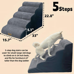 Necrely 5-Step Dog Stairs curved-design supports easier climbs with gentler joint relief.