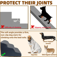 Necrely 5-Step Dog Stairs side-view highlighting sturdy construction for stable indoor use.