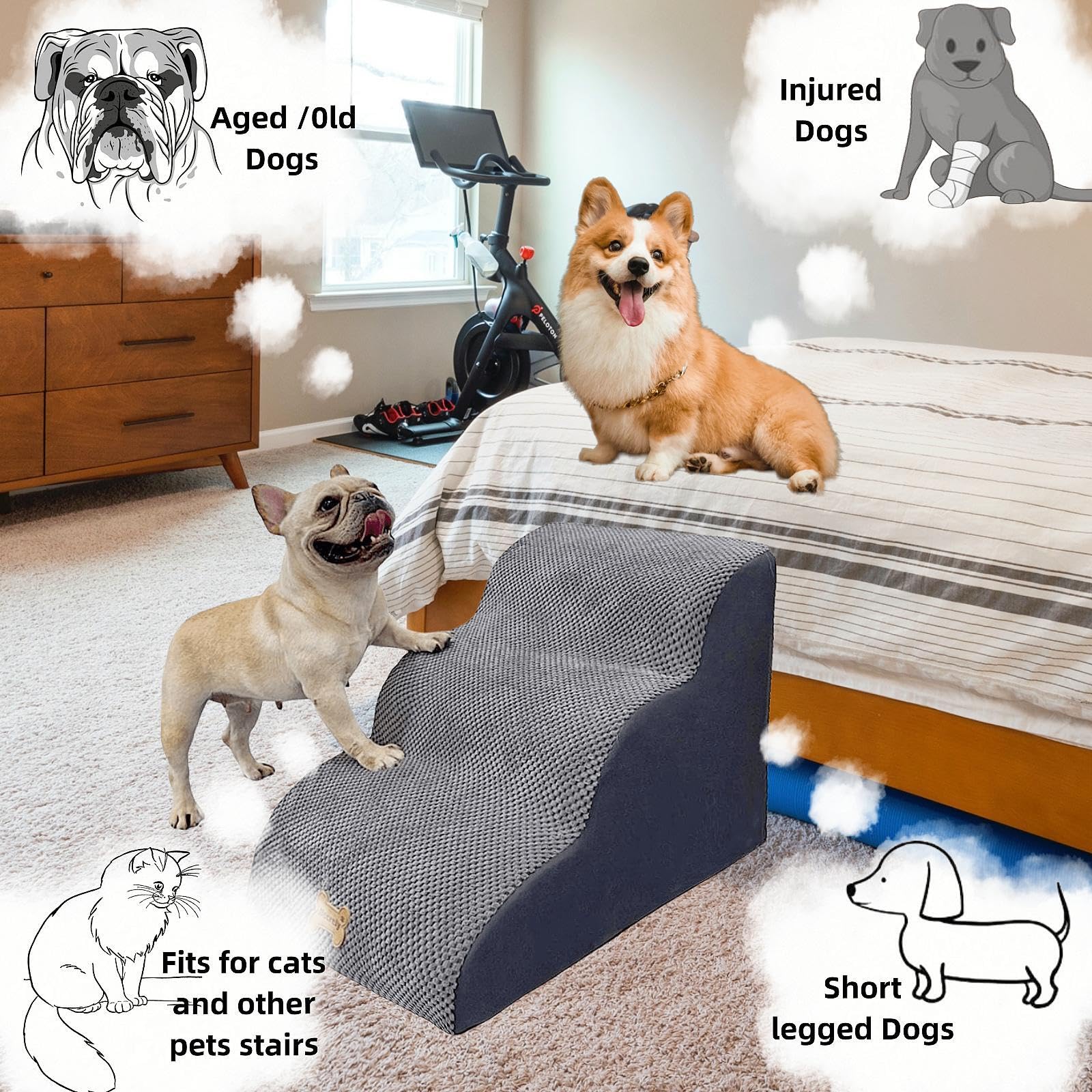 Necrely dog stairs compact packaging reflects safe transport and rapid expansion.