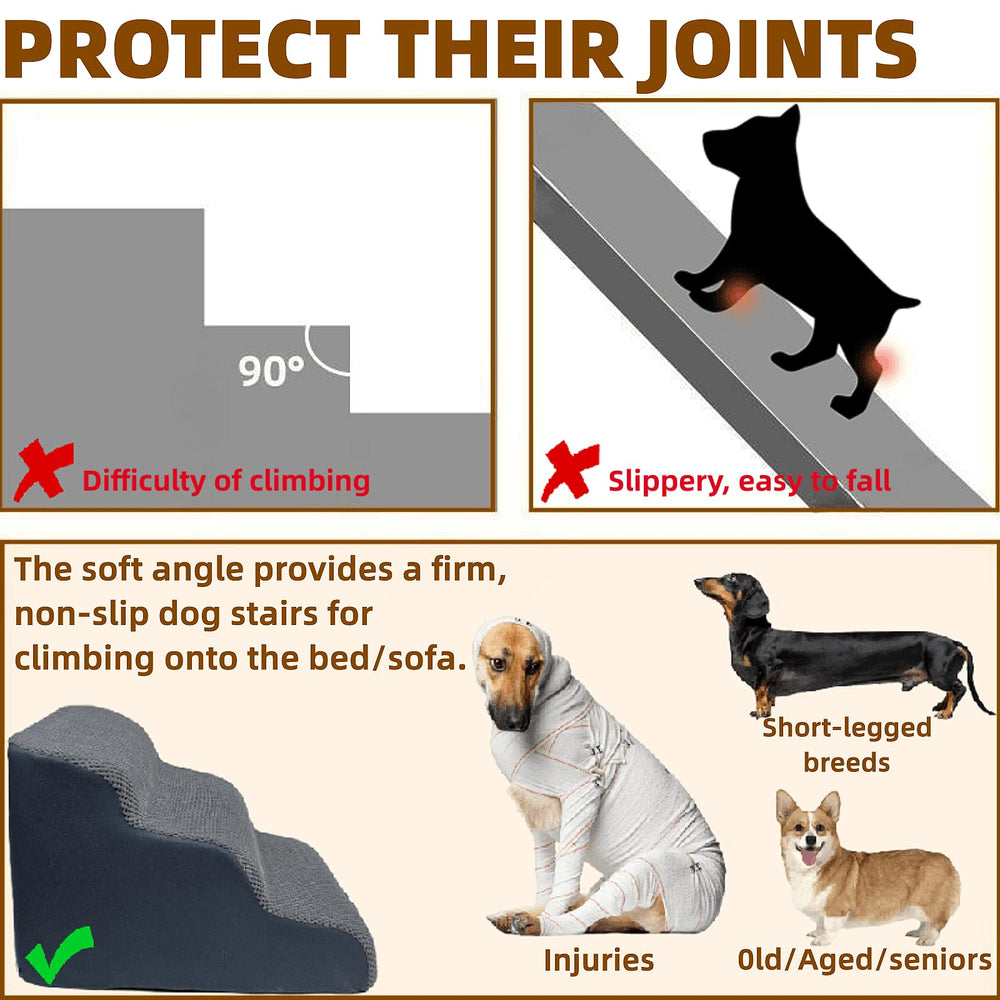 Necrely dog stairs grey 4-step offers stable, sturdy access