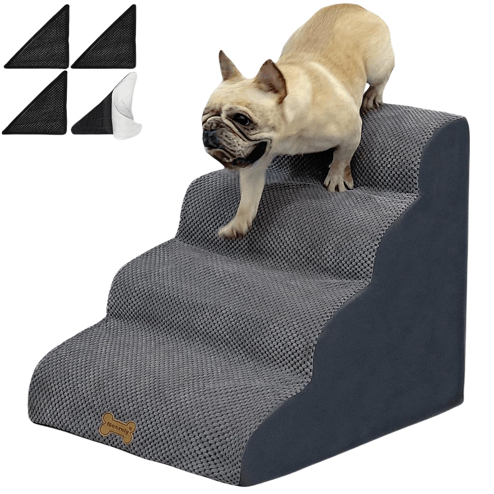 Necrely dog stairs top view shows sturdy multi-layer construction for high-bed access