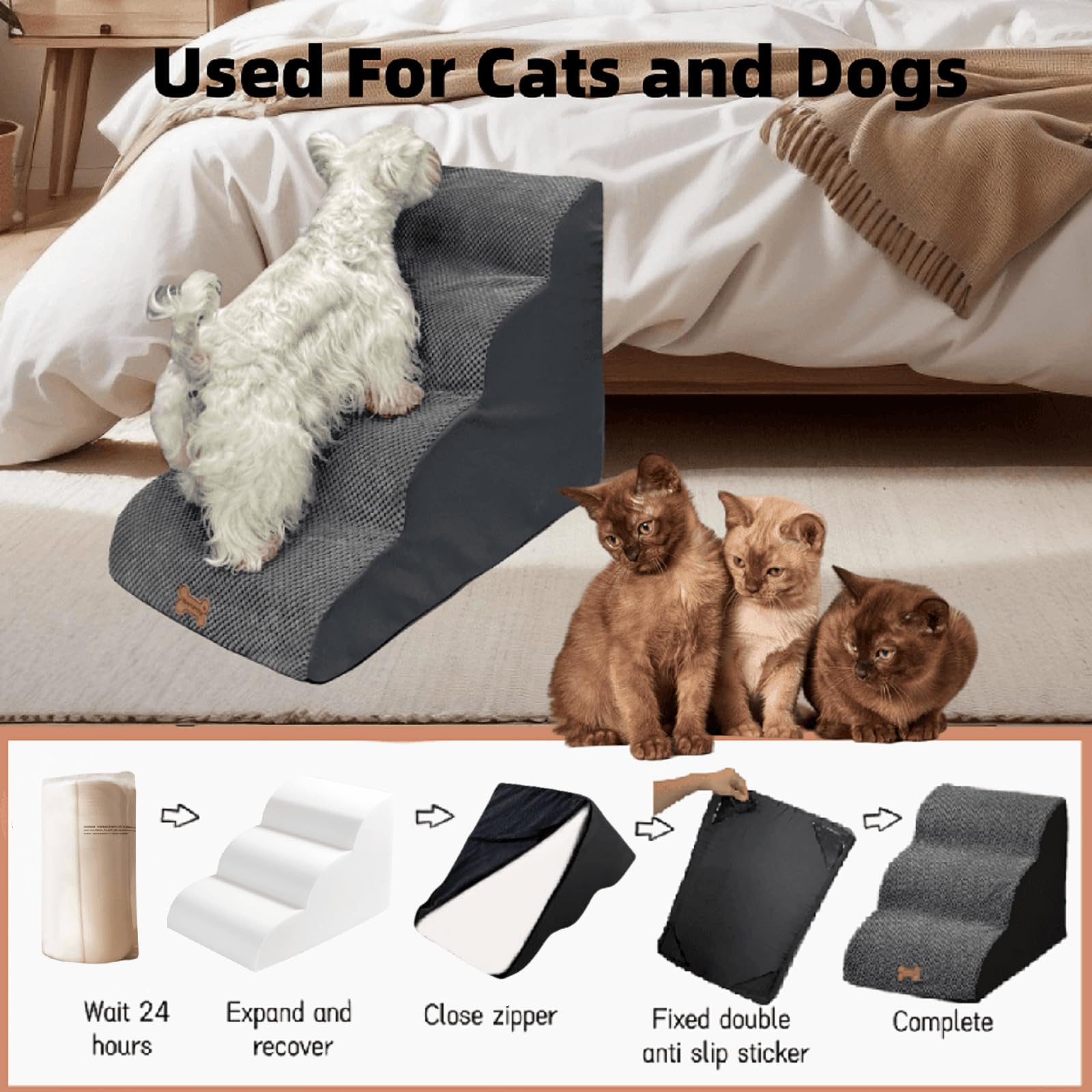 Necrely multi-size steps image highlights 2-5 step options for various dogs