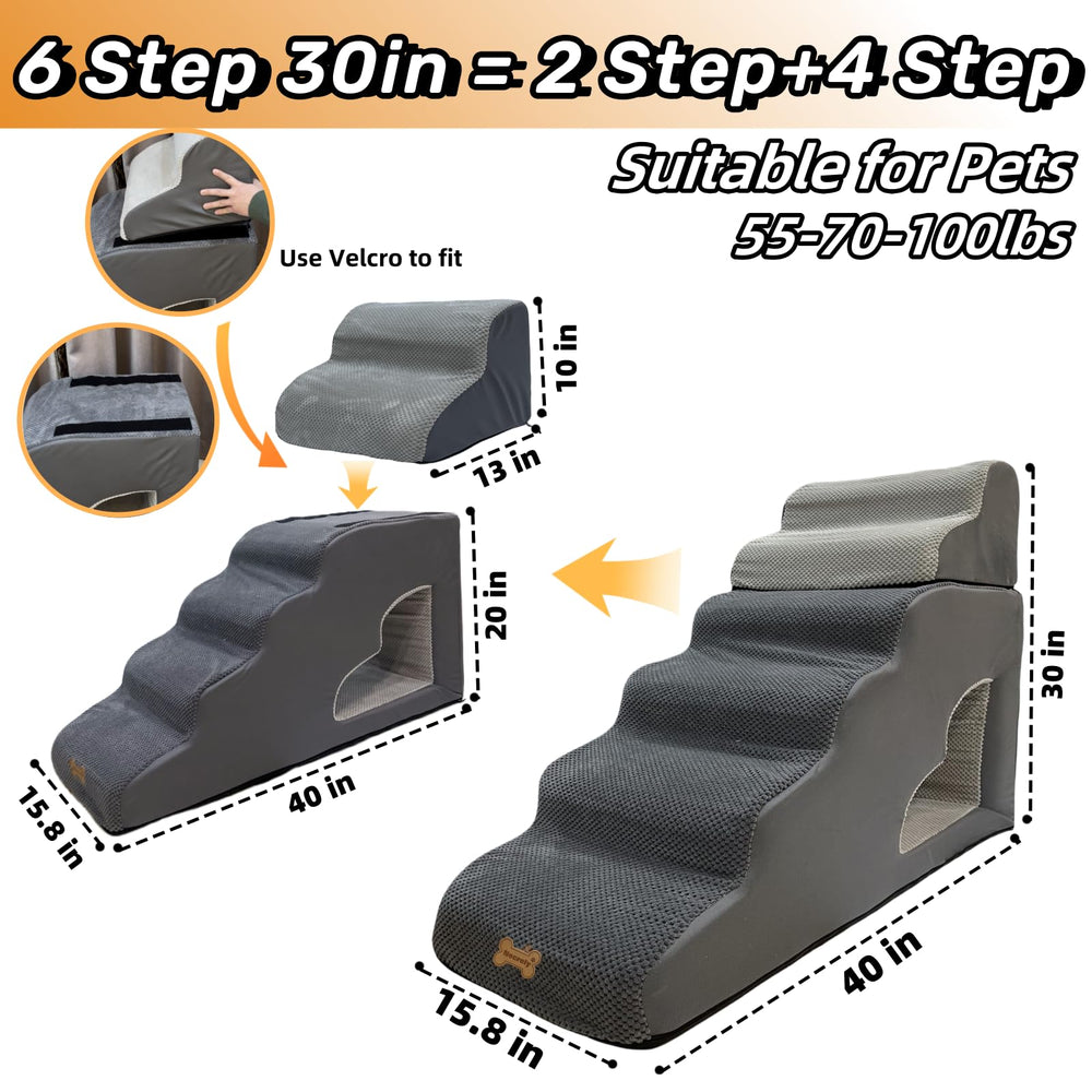 Necrely dog stairs side-view on bed shows stable ascent