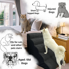 Necrely dog stairs washable covers in black and grey for easy cleaning.