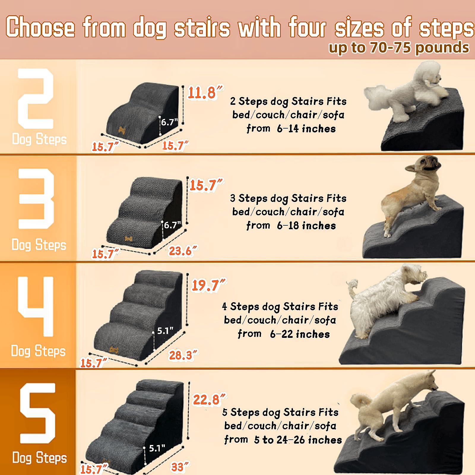 Necrely dog stairs washable grey cover keeps clean interiors