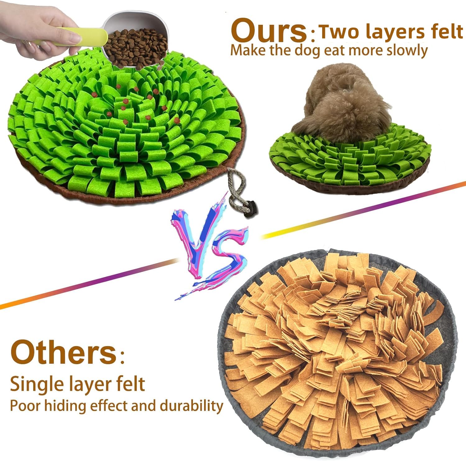 NEECONG Snuffle Mat easy-clean fabric felt for simple maintenance.