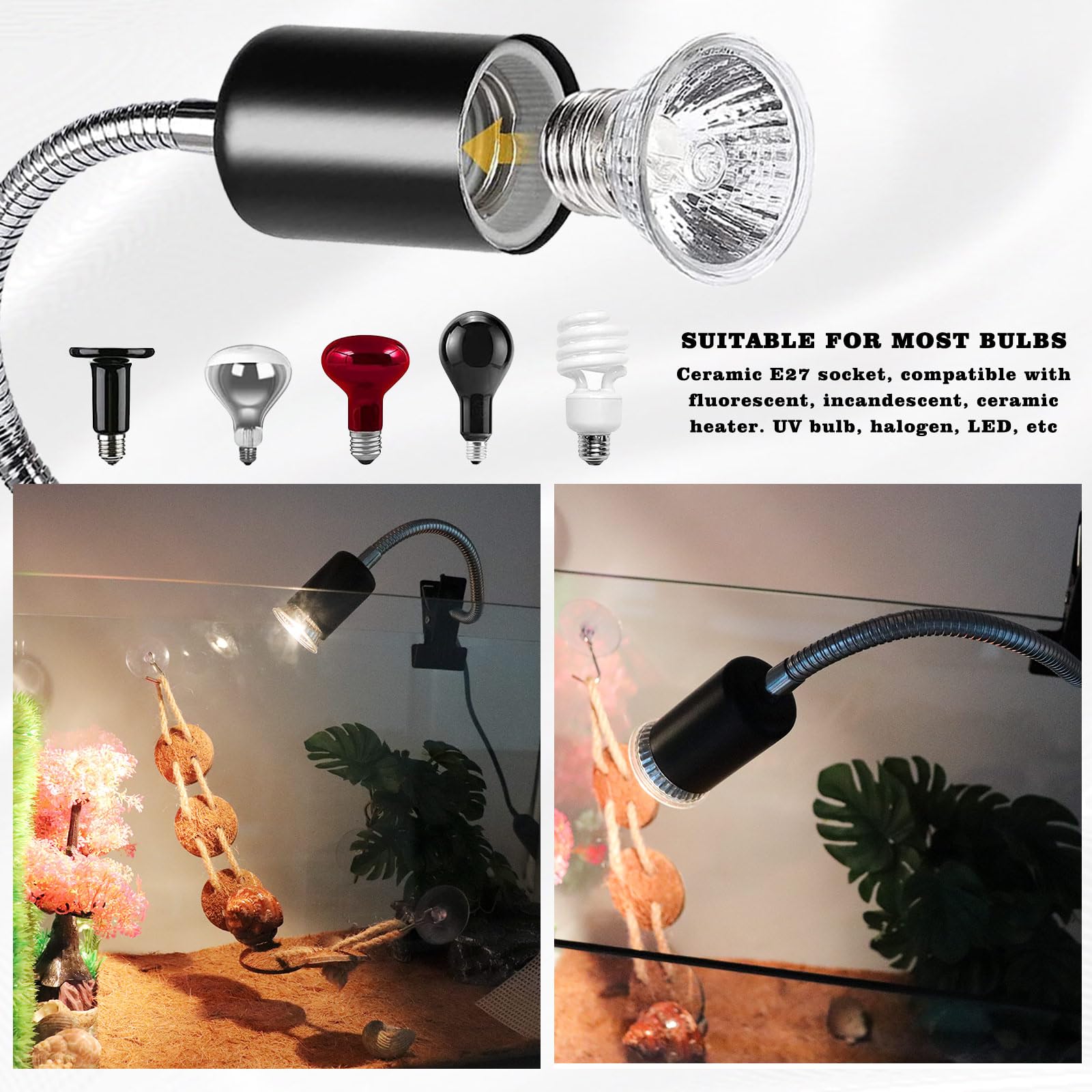 Neeenn Hermit Crab Heat Lamp timer regulates day basking sessions.