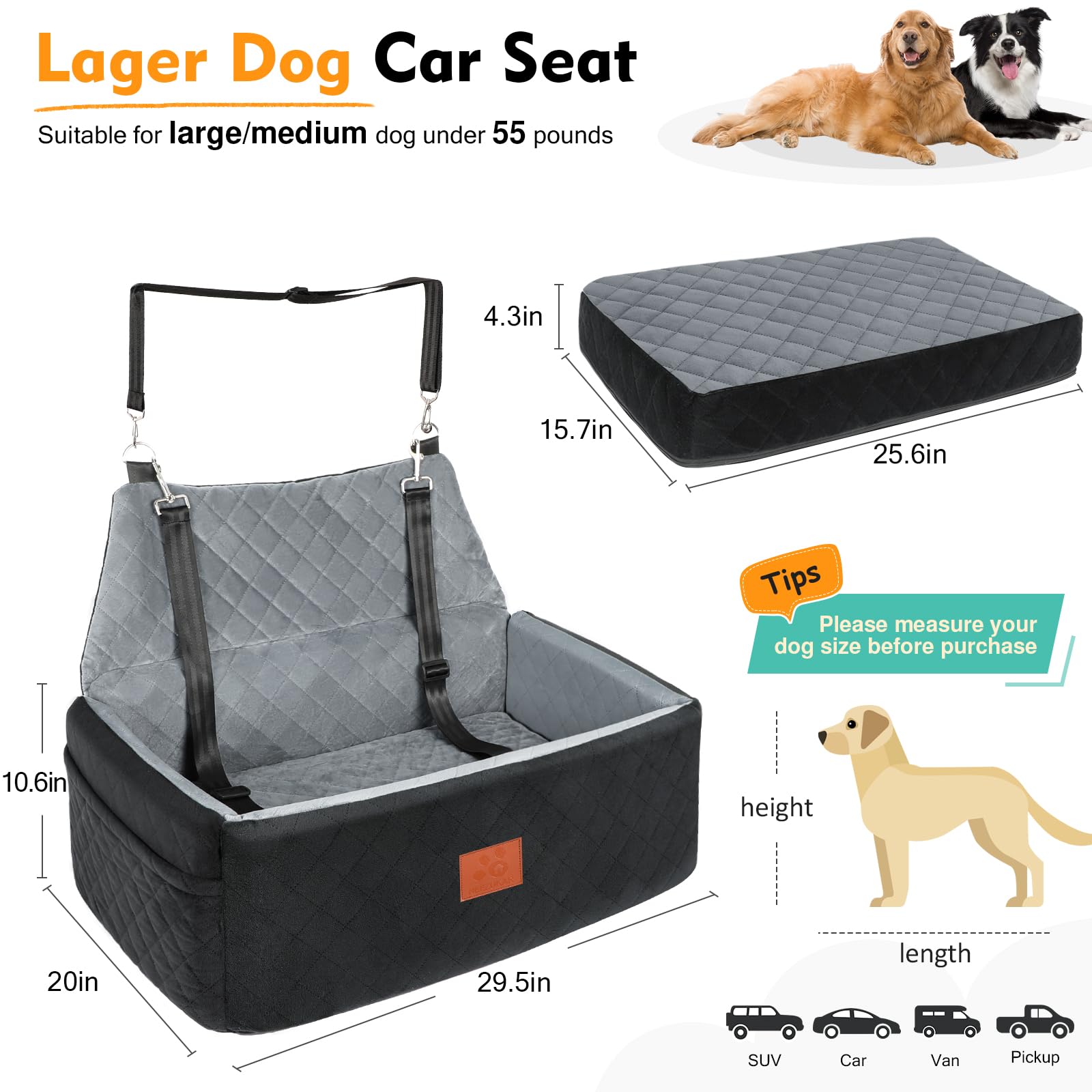 NEEZUKAR dog car seat installed on back seat for safe travel