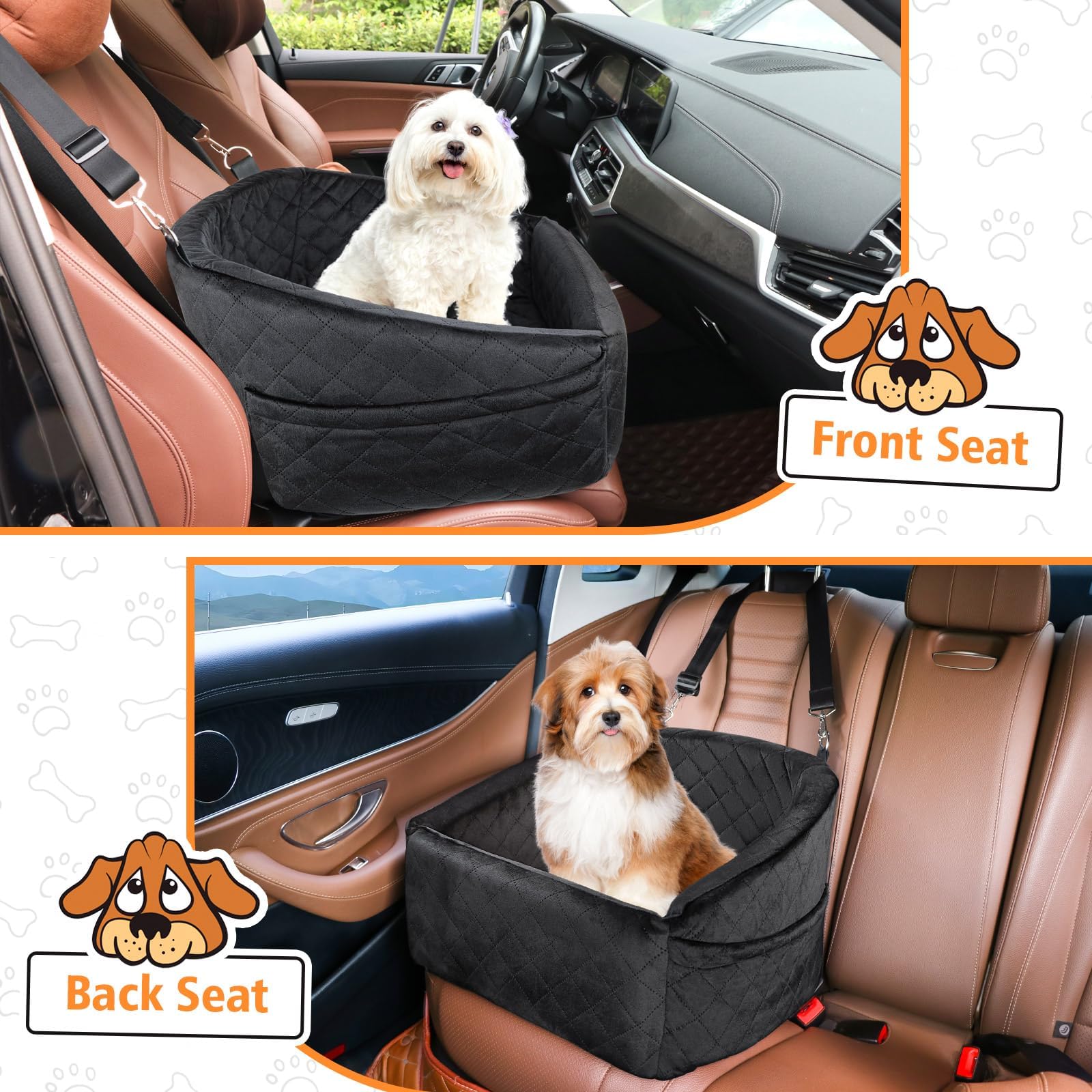 NEEZUKAR car seat dimensions fit small to medium dogs in most vehicles.
