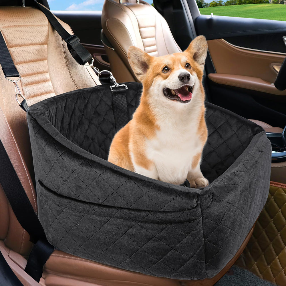 NEEZUKAR dog car seat front view shows secure fit for safer road trips.