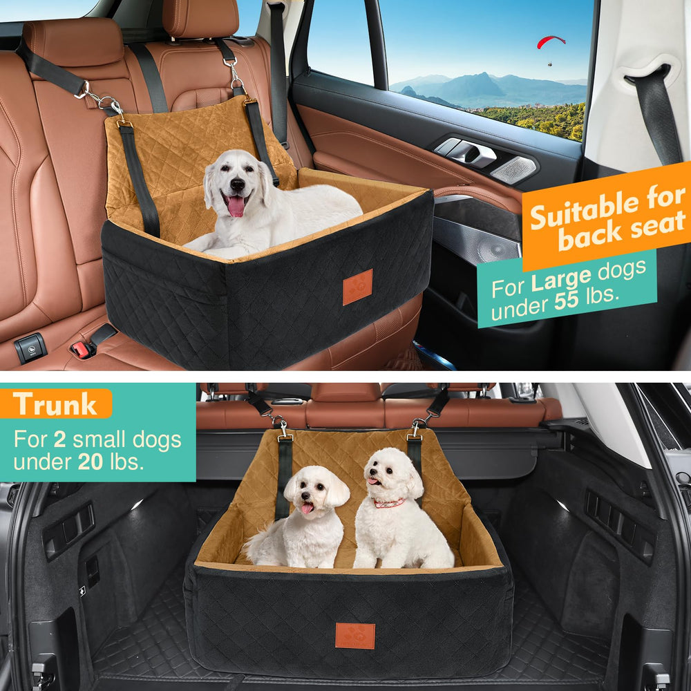 NEEZUKAR dog car seat side pockets highlight storage for treats and toys