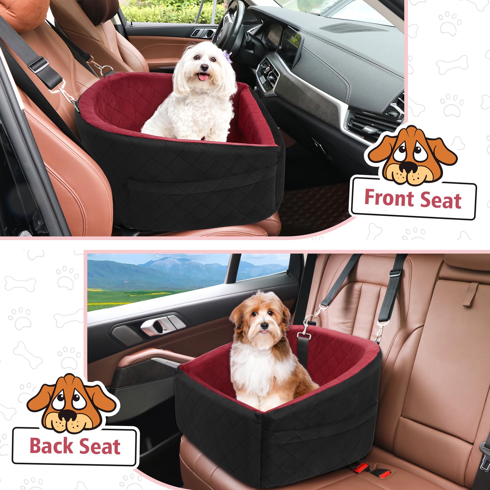 NEEZUKAR dog car seat size and weight suited for under 30lbs.
