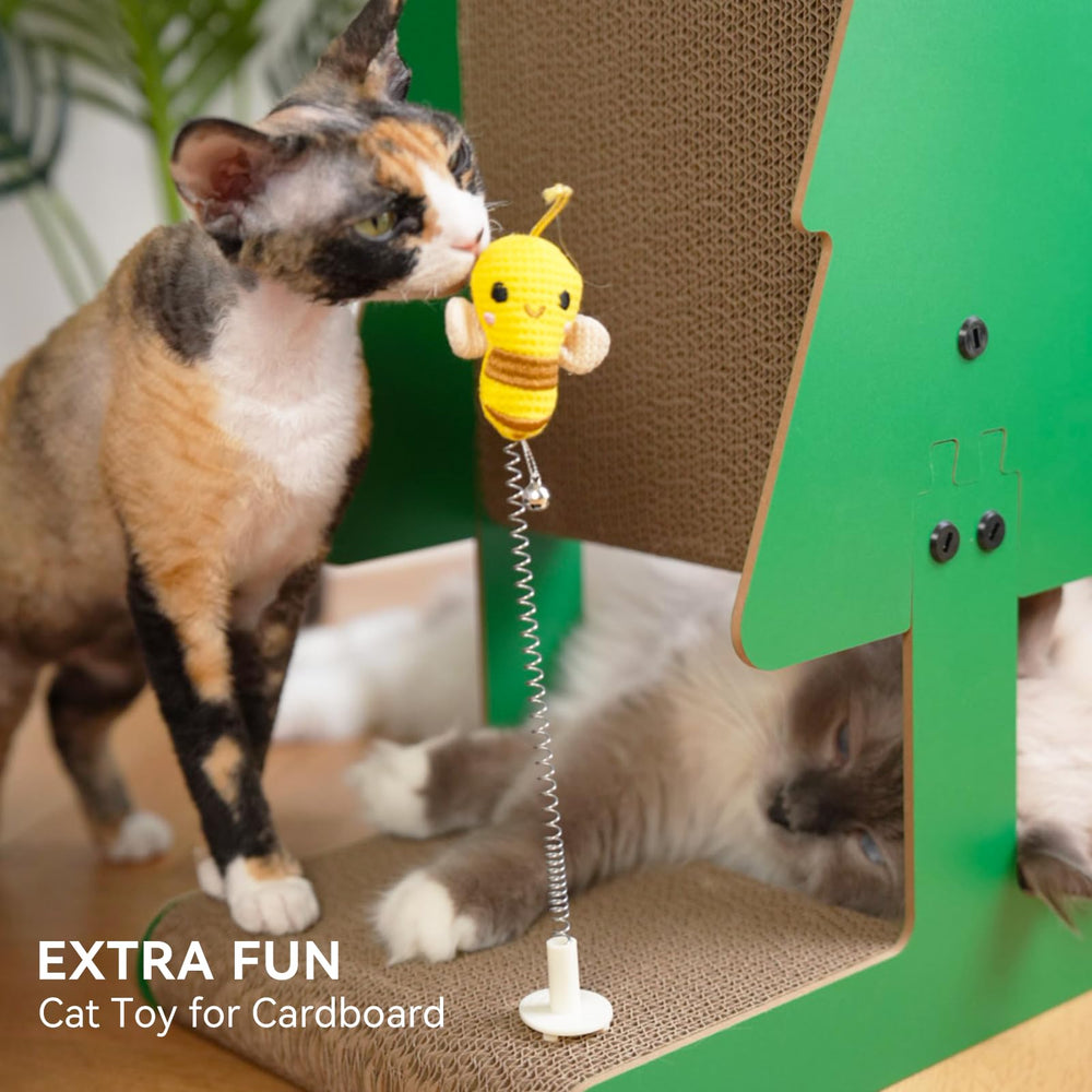Nekosan Christmas-tree scratcher-dual-sided view demonstrates space-saving design for apartments.