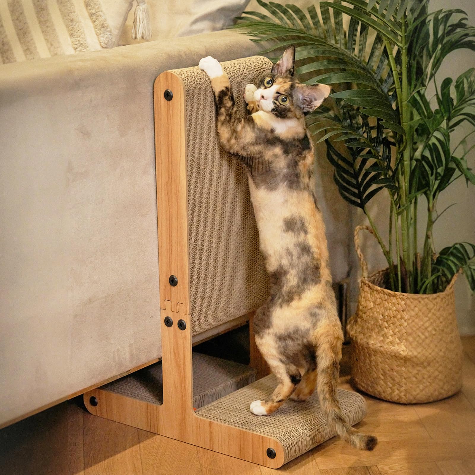 Nekosan T-Shaped Cat Scratcher full view for versatile scratching and furniture protection